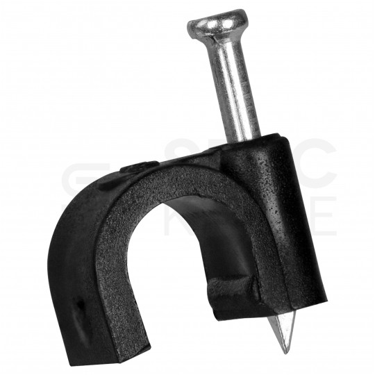 Uchwyty kablowe z gwoździem KLIP / FLOP 7mm czarne do kabli i przewodów okrągłych PAWBOL 100szt