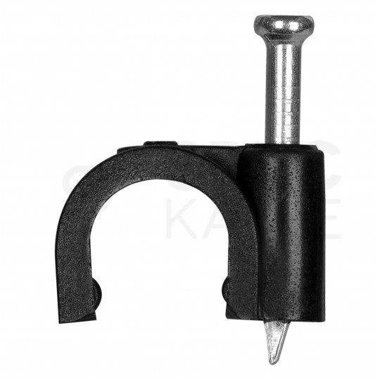 Uchwyty kablowe z gwoździem KLIP / FLOP 7mm czarne do kabli i przewodów okrągłych PAWBOL 100szt