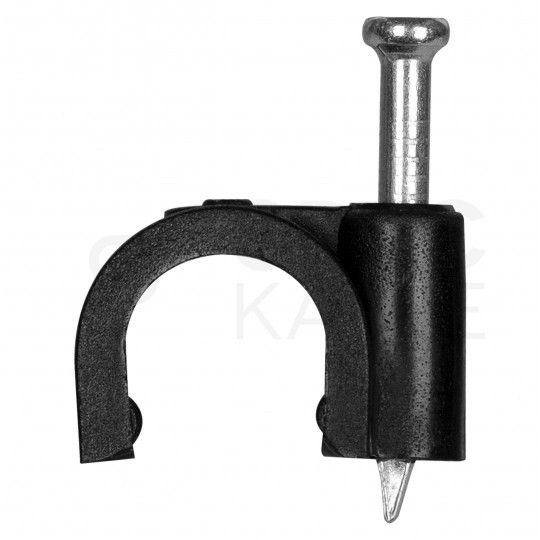 Uchwyty kablowe z gwoździem KLIP / FLOP 8mm czarne do kabli i przewodów okrągłych PAWBOL 100szt