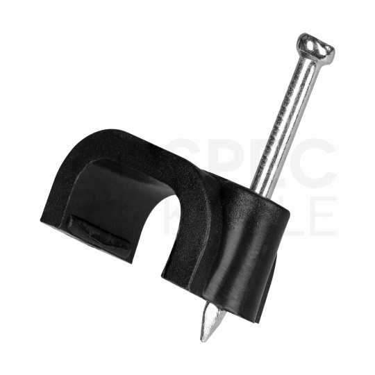 Uchwyty kablowe z gwoździem KLIP / FLOP 8x6mm czarne do kabli płaskich YDYp PAWBOL 100szt.