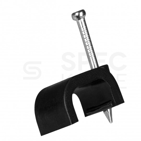 Uchwyty kablowe z gwoździem KLIP / FLOP 8x6mm czarne do kabli płaskich YDYp PAWBOL 100szt.