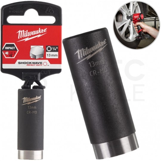 Udarowa nasadka sześciokątna długa adapter13mm 1/4" HEX M8 o długości 50mm MILWAUKEE