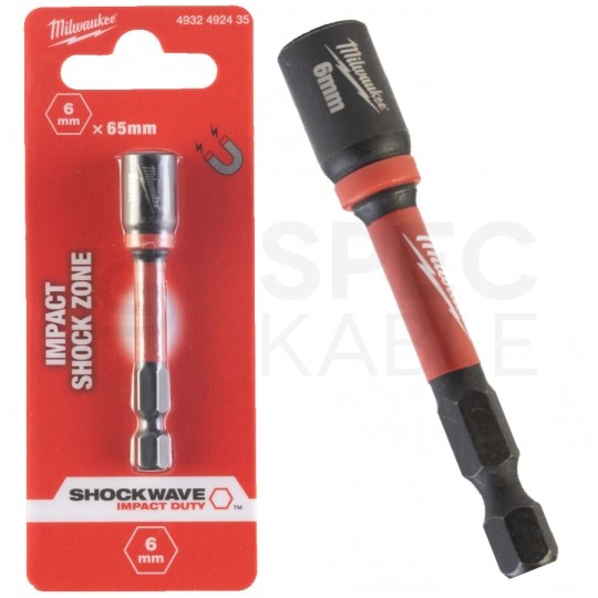 Udarowa nasadka sześciokątna magnetyczna adapter 6mm 1/4" HEX M6 o długości 65mm MILWAUKEE