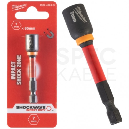 Udarowa nasadka sześciokątna magnetyczna adapter 7mm 1/4" HEX M7 o długości 65mm MILWAUKEE