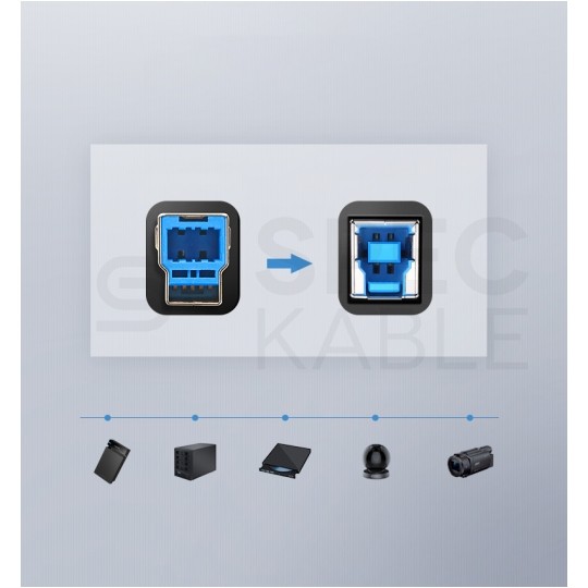 UGREEN Kabel USB 3.0 A / B (wtyk / wtyk dwustronny) czarny 2m