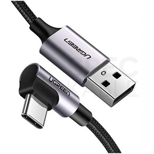 UGREEN Kabel USB 3.0 typ-A / typ-C kątowy (wtyk / wtyk) Quick Charge 3.0 US284 czarny 2m