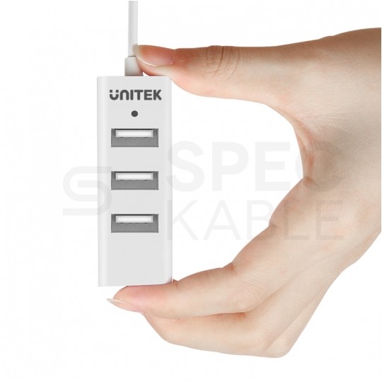 UNITEK Hub USB 2.0 A pasywny na 4 porty USB A biały na kablu 0,1m