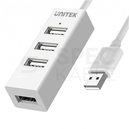 UNITEK Hub USB 2.0 A pasywny na 4 porty USB A biały na kablu 0,1m
