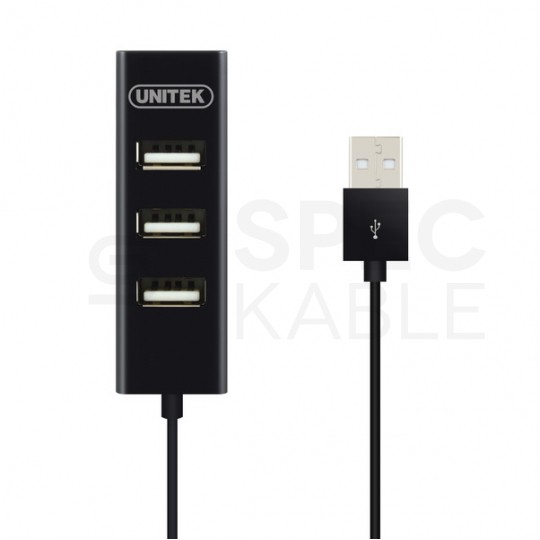 UNITEK Hub USB 2.0 A pasywny na 4 porty USB A czarny na kablu 0,8m