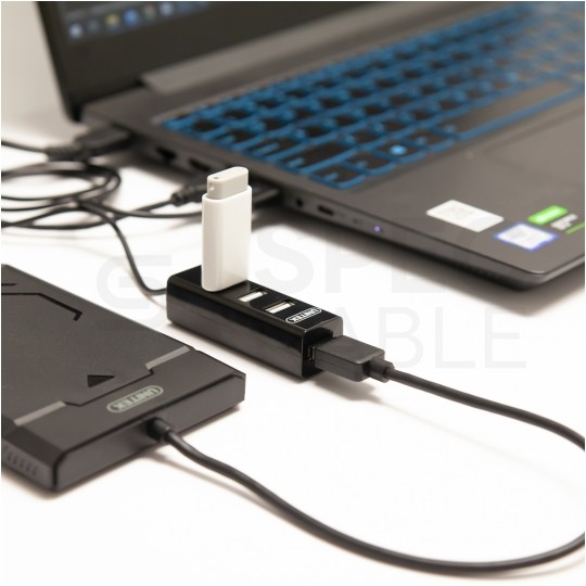 UNITEK Hub USB 2.0 A pasywny na 4 porty USB A czarny na kablu 0,8m