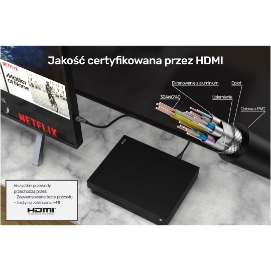 UNITEK Kabel HDMI 2.0 4K Premium High Speed Ultra HD CERTYFIKOWANY 4K@60 1,5m
