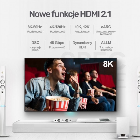 UNITEK Kabel optyczny HDMI 2.1 8K Ultra High Speed 8K@60 4K@120 20m