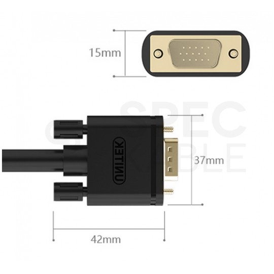 UNITEK Kabel SVGA (D-Sub 15-pin) FHD@60 czarny 3m