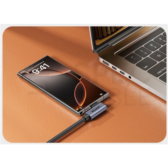 UNITEK Kabel USB 2.0 typ-C (wtyk / wtyk) kątowy Quick Charge 2.0 Power Delivery 3.0 (100W) czarny 0,5m