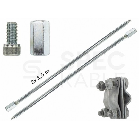 Uziom składany gwintowany ocynkowany ogniowo Kompletny 3m (2x1,5m)