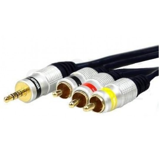 VITALCO JKD80 Kabel Audio AUX mini Jack 3,5mm 4-polowy (wtyk) / 3x RCA Cinch (wtyk) 1,5m