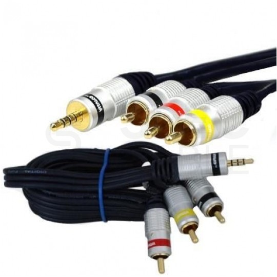 VITALCO JKD80 Kabel Audio AUX mini Jack 3,5mm 4-polowy (wtyk) / 3x RCA Cinch (wtyk) 2,5m