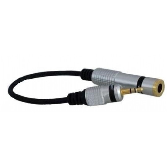 VITALCO JP200 Przejście Adapter Audio AUX mini Jack 3,5mm Stereo (wtyk) / Jack 6,3mm Stereo (gniazdo) pozłacany na kablu 15cm