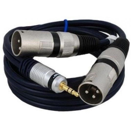 VITALCO Kabel mikrofonowy 2x XLR (wtyk) / Jack 3,5mm Stereo (wtyk) 1,5m