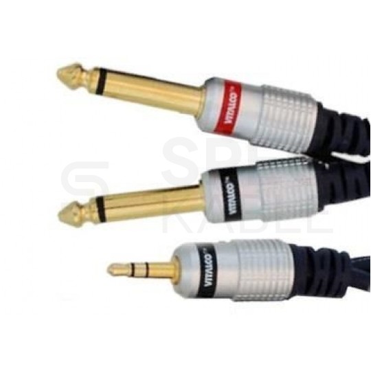 VITALCO MK71 Kabel Audio mini Jack 3,5mm Stereo (wtyk) / 2x Jack 6,3mm Mono (wtyk) 1,5m