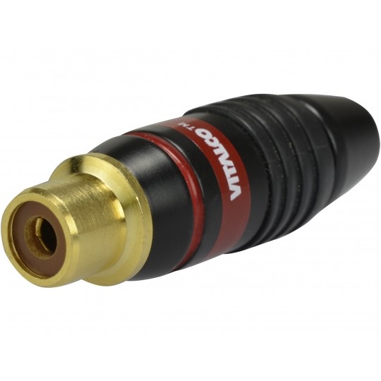 VITALCO RG14 Gniazdo RCA Cinch na kabel do 5,6mm pozłacane czarno-czerwone