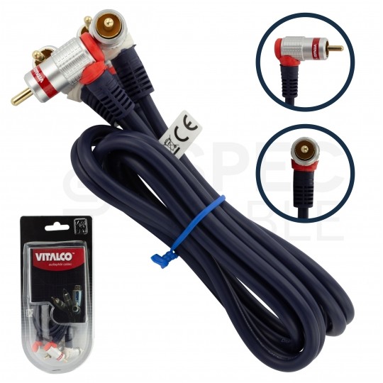 VITALCO RKD240 Kabel Coaxial Audio 2x RCA Cinch (wtyk kątowy) / 2x RCA Cinch (wtyk kątowy) 1m