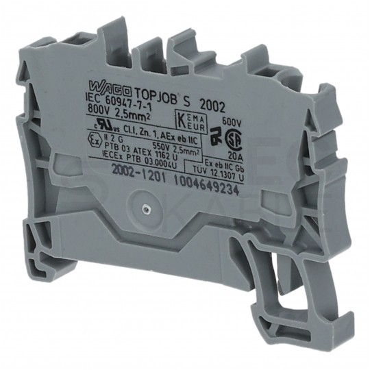 WAGO 2002-1201 Złączka szynowa 1-torowa ZUG 2,5mm2 24A szara TOPJOBS