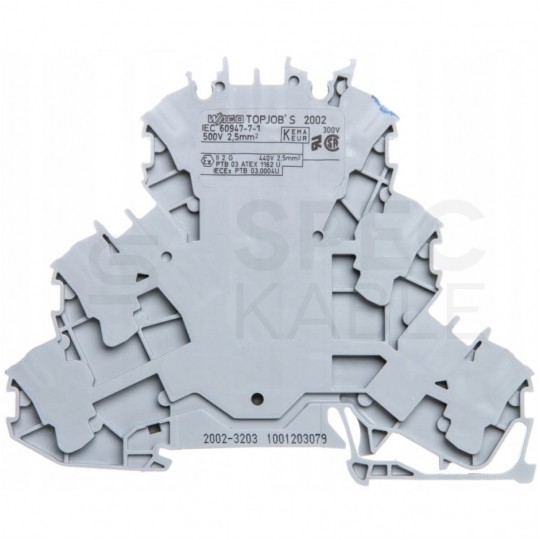 WAGO 2002-3203 Złączka szynowa 3 piętrowa ZUG 2,5mm2 szara 2L+N TOPJOBS