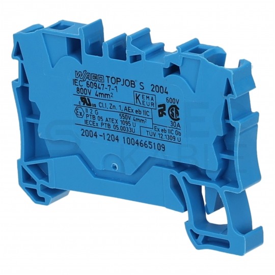 WAGO 2004-1204 Złączka szynowa 1-torowa ZUG 4mm2 32A niebieska TOPJOBS