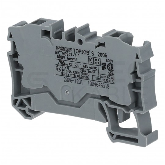 WAGO 2006-1201 Złączka szynowa 1-torowa ZUG 6mm2 41A szara TOPJOBS