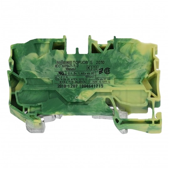 WAGO 2010-1207 Złączka szynowa 1-torowa ZUG 10mm2 57A żółto-zielona TOPJOBS