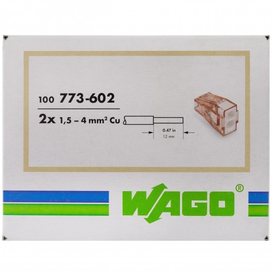 WAGO 773-602 Szybkozłączka 2x 1,5-4,0mm2 na drut 400V/32A ORYGINALNA 100szt.