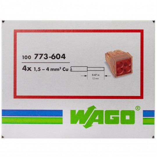 WAGO 773-604 Szybkozłączka 4x 1,5-4,0mm2 na drut 400V/32A ORYGINALNA 100szt.