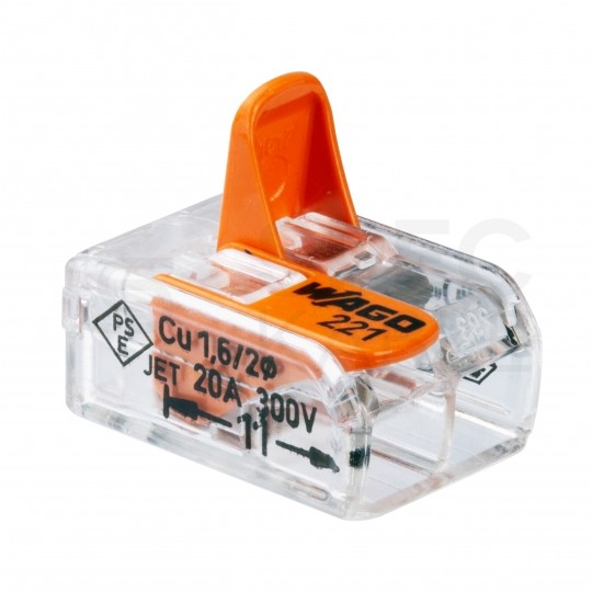 WAGO COMPACT 221-412 Szybkozłączka 2x 0,2-4,0mm2 uniwersalna (na drut / na linkę) 450V/32A ORYGINALNA woreczek 10szt.