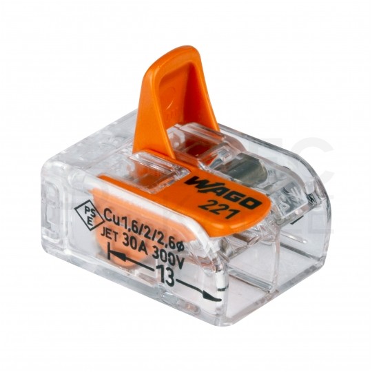 WAGO COMPACT 221-612 Szybkozłączka 2x 0,5-6,0mm2 uniwersalna (na drut / na linkę) 450V/41A ORYGINALNA 50szt.
