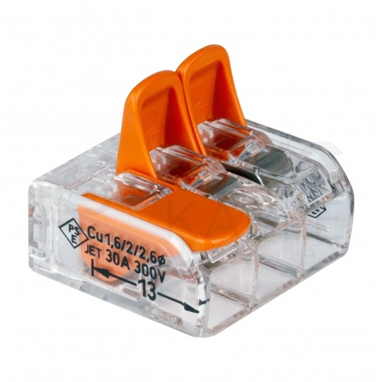 WAGO COMPACT 221-613 Szybkozłączka 3x 0,5-6,0mm2 uniwersalna (na drut / na linkę) 450V/41A ORYGINALNA 30szt.