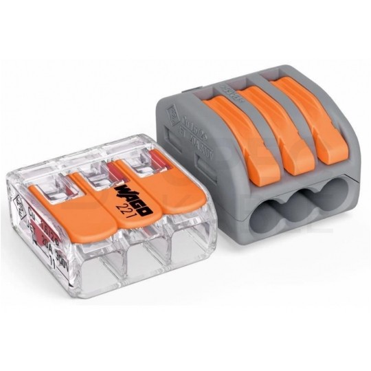 WAGO COMPACT 221-615 Szybkozłączka 5x 0,5-6,0mm2 uniwersalna (na drut / na linkę) 450V/41A ORYGINALNA 15szt.
