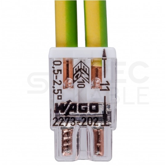 WAGO COMPACT 2273-202 Szybkozłączka 2x 0,5-2,5mm2 na drut 450V/24A ORYGINALNA blister 40szt.