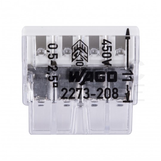 WAGO COMPACT 2273-208 Szybkozłączka 8x 0,5-2,5mm2 na drut 450V/24A ORYGINALNA woreczek 10szt.