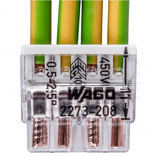 WAGO COMPACT 2273-208 Szybkozłączka 8x 0,5-2,5mm2 na drut 450V/24A ORYGINALNA woreczek 10szt.