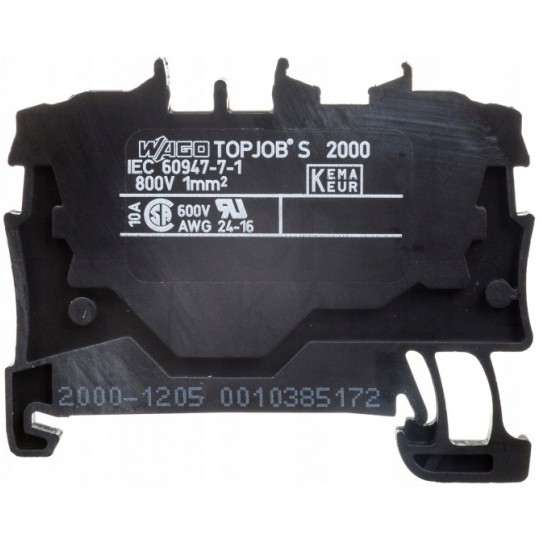 WAGO TOPJOBS 2000-1205 Złączka szynowa 2-przewodowa 1,0mm2 na szynę TH35 czarna