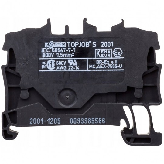 WAGO TOPJOBS 2001-1207 Złączka szynowa 2-przewodowa 1,5mm2 na szynę TH35 czarna