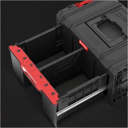 Walizka szafka na narzędzia i akcesoria z 2x przegrodami szufladami 450x310x244 12Ll czarna QBRICK SYSTEM PRO Drawer 1 Toolbox 2.0 Basic