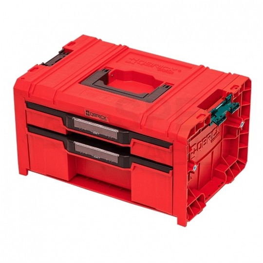 Walizka szafka na narzędzia i akcesoria z 2x przegrodami szufladami 450x310x244 4,5l+9,5l czerwona QBRICK SYSTEM PRO RED Ultra HD Drawer 2 Toolbox Basic