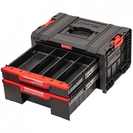 Walizka szafka na narzędzia i akcesoria z 2x przegrodami szufladami 450x310x244 4,5l+9l czarna QBRICK SYSTEM PRO Drawer 2 Toolbox Basic