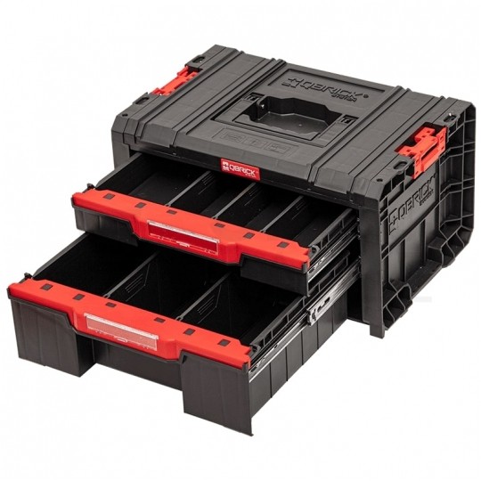 Walizka szafka na narzędzia i akcesoria z 2x przegrodami szufladami 450x310x244 4,5l+9l czarna QBRICK SYSTEM PRO Drawer 2 Toolbox Basic
