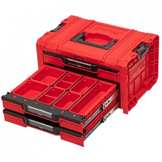 Walizka szafka na narzędzia i akcesoria z 3x przegrodami szufladami 450x310x244 3x4,5l czerwona QBRICK SYSTEM PRO Drawer RED Ultra HD 3 Toolbox Expert