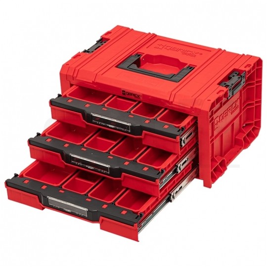 Walizka szafka na narzędzia i akcesoria z 3x przegrodami szufladami 450x310x244 3x4,5l czerwona QBRICK SYSTEM PRO Drawer RED Ultra HD 3 Toolbox Expert