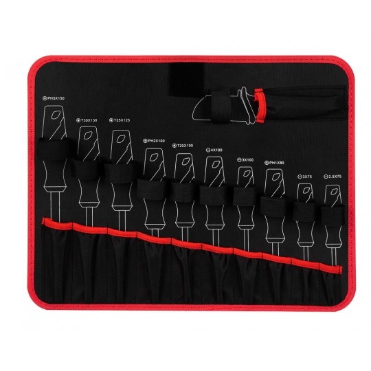 Walizkowy zestaw narzędzi izolowanych dla elektryka 51 elementów: szczypce, wkrętaki, nasadki, klucze, znaki; do serwisowania aut elektrycznych / hybrydowych NEO 01-312