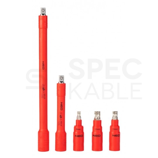 Walizkowy zestaw narzędzi izolowanych dla elektryka 51 elementów: szczypce, wkrętaki, nasadki, klucze, znaki; do serwisowania aut elektrycznych / hybrydowych NEO 01-312